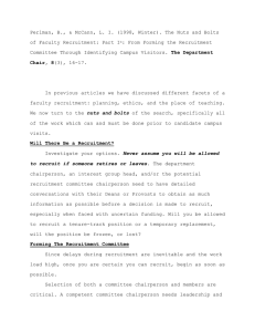 Perlman, B., &amp; McCann, L. I. (1998, Winter). The Nuts... of Faculty Recruitment: Part I : From Forming the Recruitment