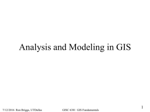 Analysis and Modeling in GIS 1