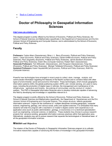 Doctor of Philosophy in Geospatial Information Sciences Back to Catalog Contents