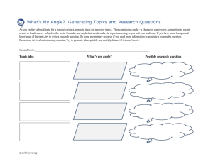 What’s My Angle?  Generating Topics and Research Questions