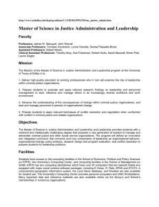 Master of Science in Justice Administration and Leadership Faculty