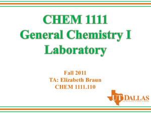 CHEM 1111 General Chemistry I Laboratory Fall 2011
