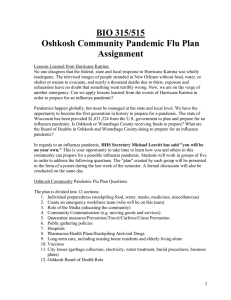BIO 315/515 Oshkosh Community Pandemic Flu Plan Assignment
