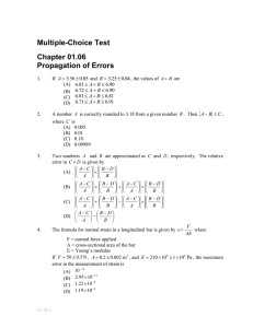 Multiple-Choice Test Chapter 01.06 Propagation of Errors