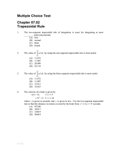 Multiple Choice Test Chapter 07.02 Trapezoidal Rule