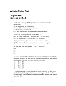 Multiple-Choice Test Chapter 09.02 Newton’s Method