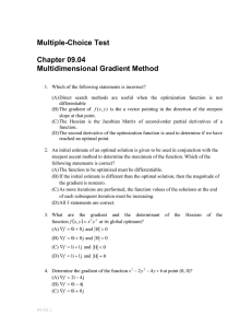 Multiple-Choice Test Chapter 09.04 Multidimensional Gradient Method