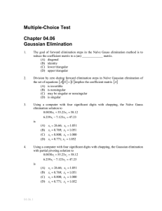 Multiple-Choice Test Chapter 04.06 Gaussian Elimination