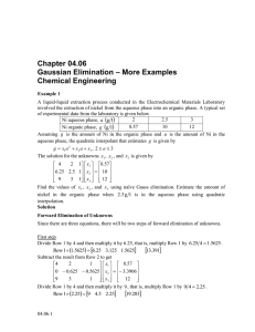 Chapter 04.06 – More Examples Gaussian Elimination Chemical Engineering