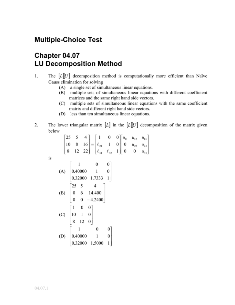 multiple-choice-test-chapter-04-07-lu-decomposition-method