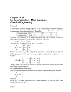 Chapter 04.07 – More Examples LU Decomposition Chemical Engineering