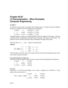 Chapter 04.07 – More Examples LU Decomposition Computer Engineering