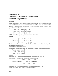 Chapter 04.07 – More Examples LU Decomposition Industrial Engineering