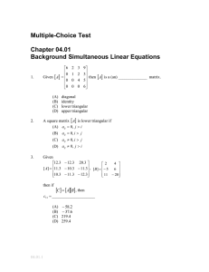 Multiple-Choice Test Chapter 04.01 Background Simultaneous Linear Equations