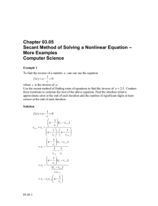 Chapter 03.05 – Secant Method of Solving a Nonlinear Equation More Examples