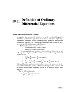 Definition of Ordinary Differential Equations 08.01