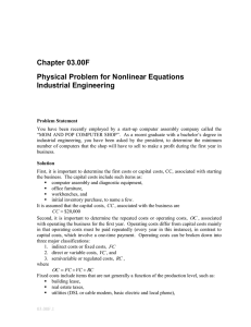 Chapter 03.00F Physical Problem for Nonlinear Equations Industrial Engineering