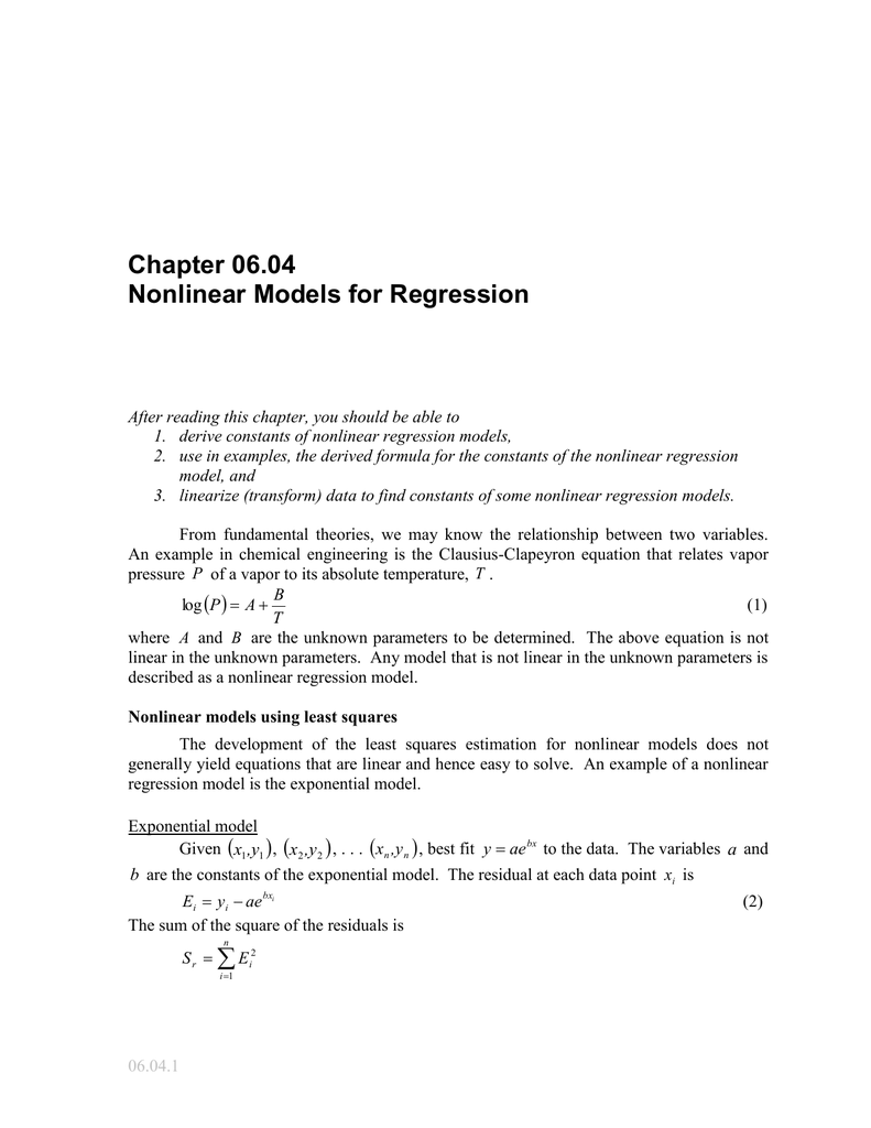 Chapter 06 04 Nonlinear Models For Regression