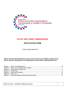 APPLICATION FORM POLICE AND CRIME COMMISSIONER