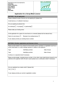 Application for a Scrap Metal Licence
