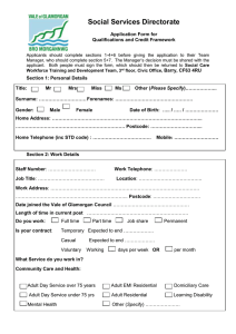 Social Services Directorate  Application Form for Qualifications and Credit Framework