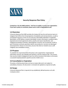 Security Response Plan Policy