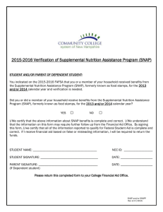 2015-2016 Verification of Supplemental Nutrition Assistance Program (SNAP)