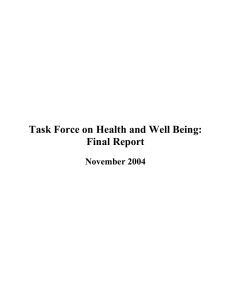Task Force on Health and Well Being: Final Report November 2004