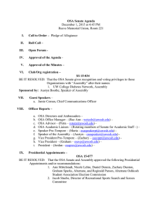 OSA Senate Agenda I. Call to Order – II.