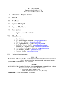 OSA Senate Agenda I. Call to Order – II.