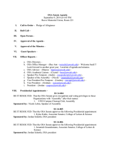 OSA Senate Agenda I. Call to Order – II.