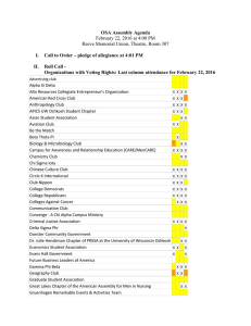 OSA Assembly Agenda II.  Roll Call -