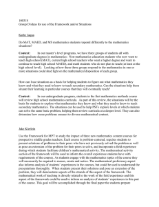 100318 Group D ideas for use of the Framework and/or Situations