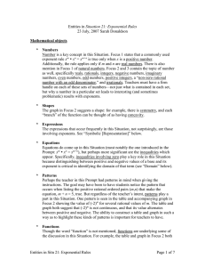 Situation 21: Exponential Rules 23 July, 2007 Sarah Donaldson