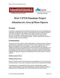 MAC-CPTM Situations Project Situation 20: Area of Plane Figures Prompt