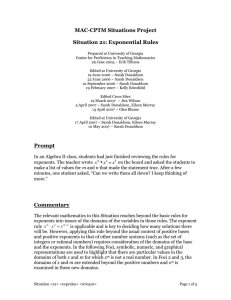 MAC-CPTM Situations Project  Situation 21: Exponential Rules