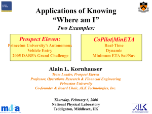 Applications of Knowing “Where am I” Prospect Eleven: CoPilot|MinETA