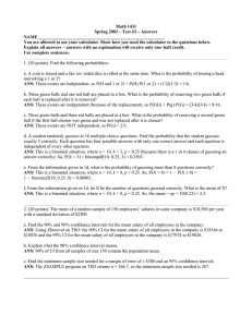 Math 1431 Spring 2003 – Test #3 – Answers NAME________________________________________________________