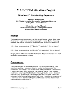 MAC-CPTM Situations Project  Situation 37: Distributing Exponents