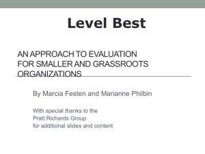 Level Best AN APPROACH TO EVALUATION FOR SMALLER AND GRASSROOTS ORGANIZATIONS