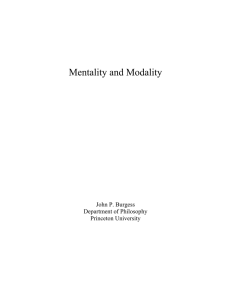 Mentality and Modality  John P. Burgess Department of Philosophy