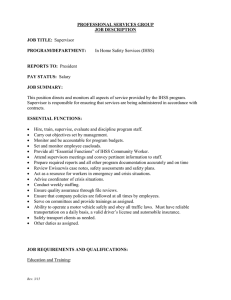 In Home Safety Services (IHSS) PROFESSIONAL SERVICES GROUP JOB DESCRIPTION