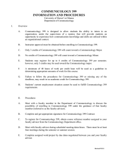 COMMUNICOLOGY 399 INFORMATION AND PROCEDURES