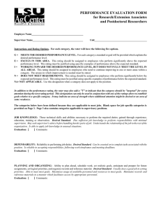 PERFORMANCE EVALUATION FORM for Research/Extension Associates and Postdoctoral Researchers