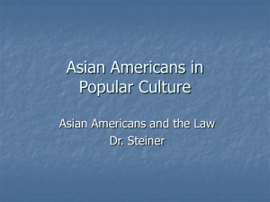 Asian Americans in Popular Culture Asian Americans and the Law Dr. Steiner