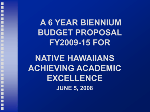 A 6 YEAR BIENNIUM BUDGET PROPOSAL FY2009-15 FOR NATIVE HAWAIIANS