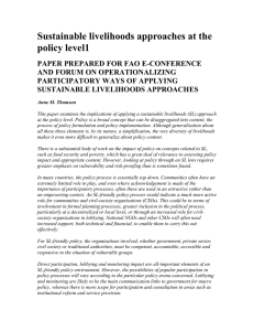 Sustainable livelihoods approaches at the policy level1