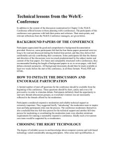 Technical lessons from the Web/E- Conference