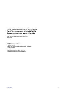 CARE International Urban INSAKA Research concept paper, Zambia