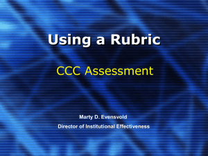 Using a Rubric CCC Assessment Marty D. Evensvold Director of Institutional Effectiveness